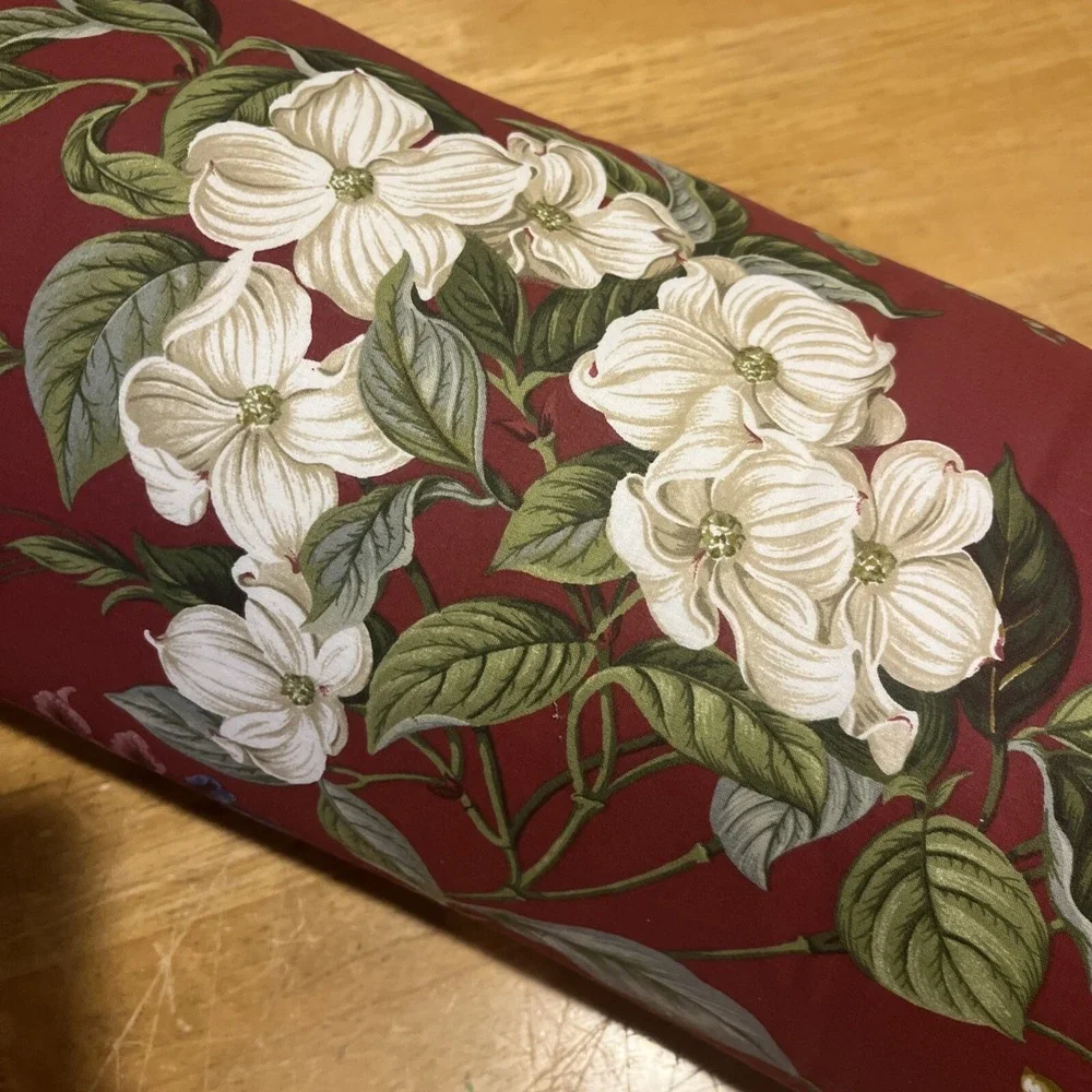 Waverly Williamsburg Garden Room‎ Floral Red Lumbar Pillow Tie Ends 22